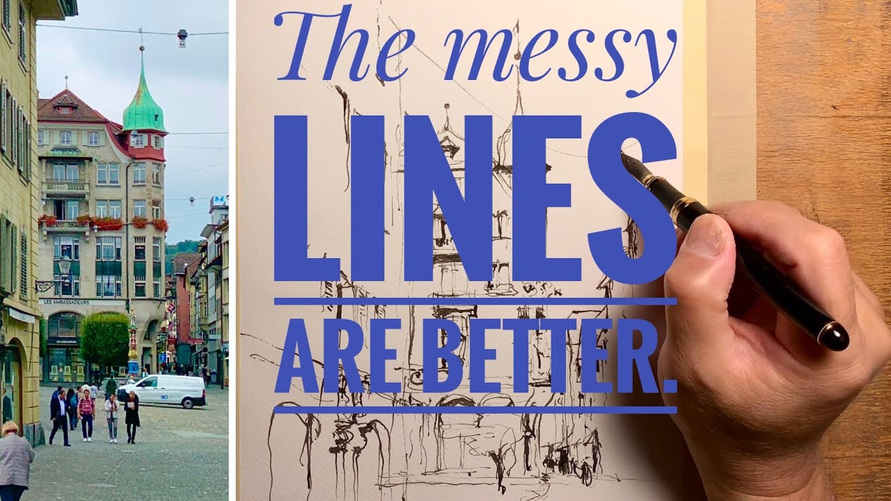 Urban sketching techniques /The messy lines are better/Watercolor sketching study