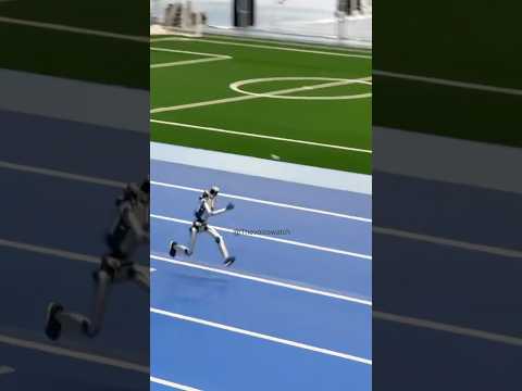 Robot Olympics Chaos: Humanoid robot runs too fast, crashes & breaks at the waist 🤖💥