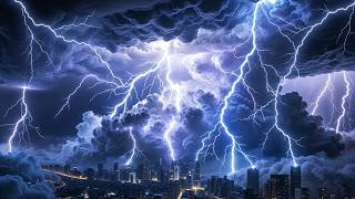 Powerful Thunderstorm Night with Pouring rain &amp; Strong Thunder, Lightning,Wind｜Natural Storm Video⚡6