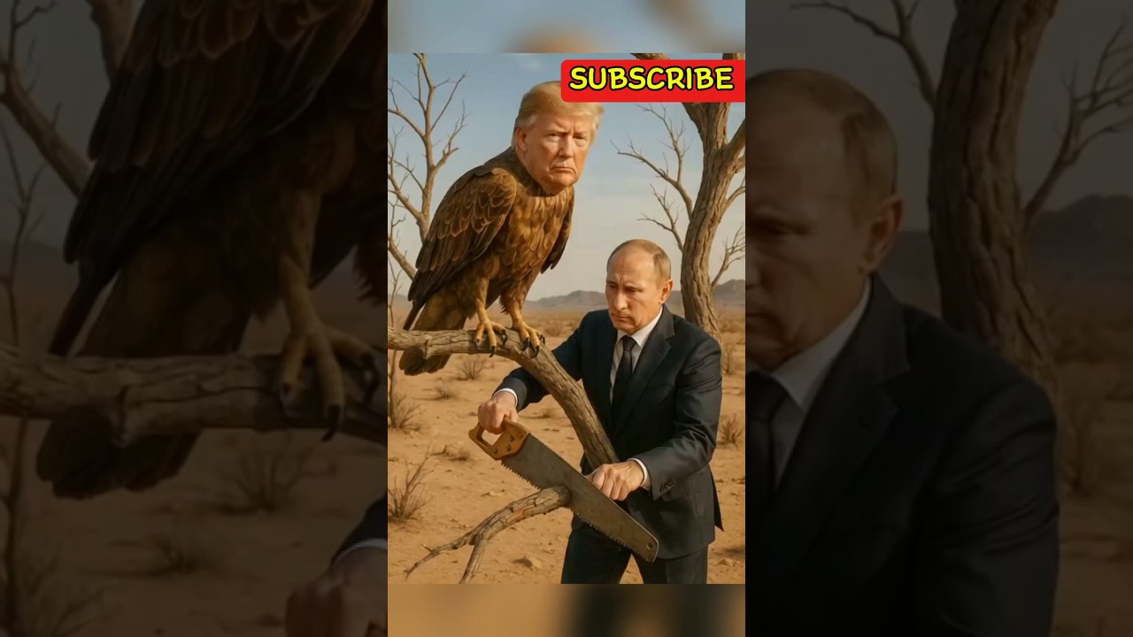 Donald Trump Giant Bird vs Vladimir Putin Oversized Saw – Cinematic Desert Showdown 
