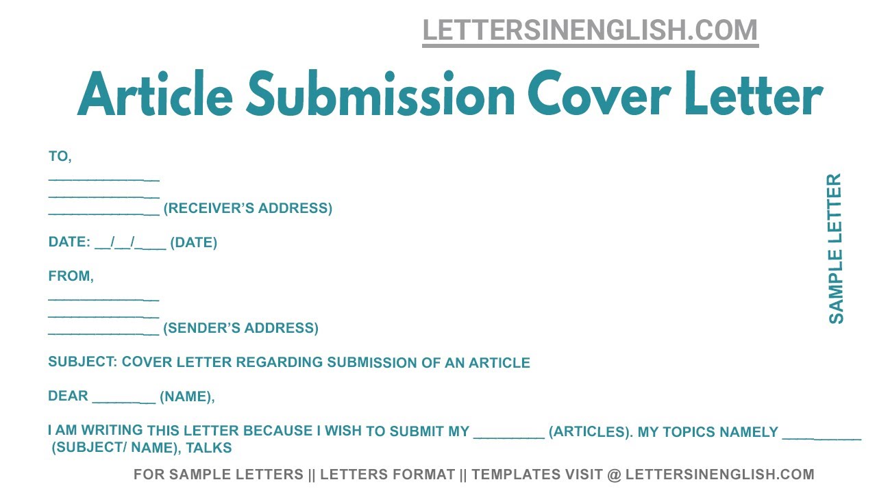 what is a cover letter for article submission