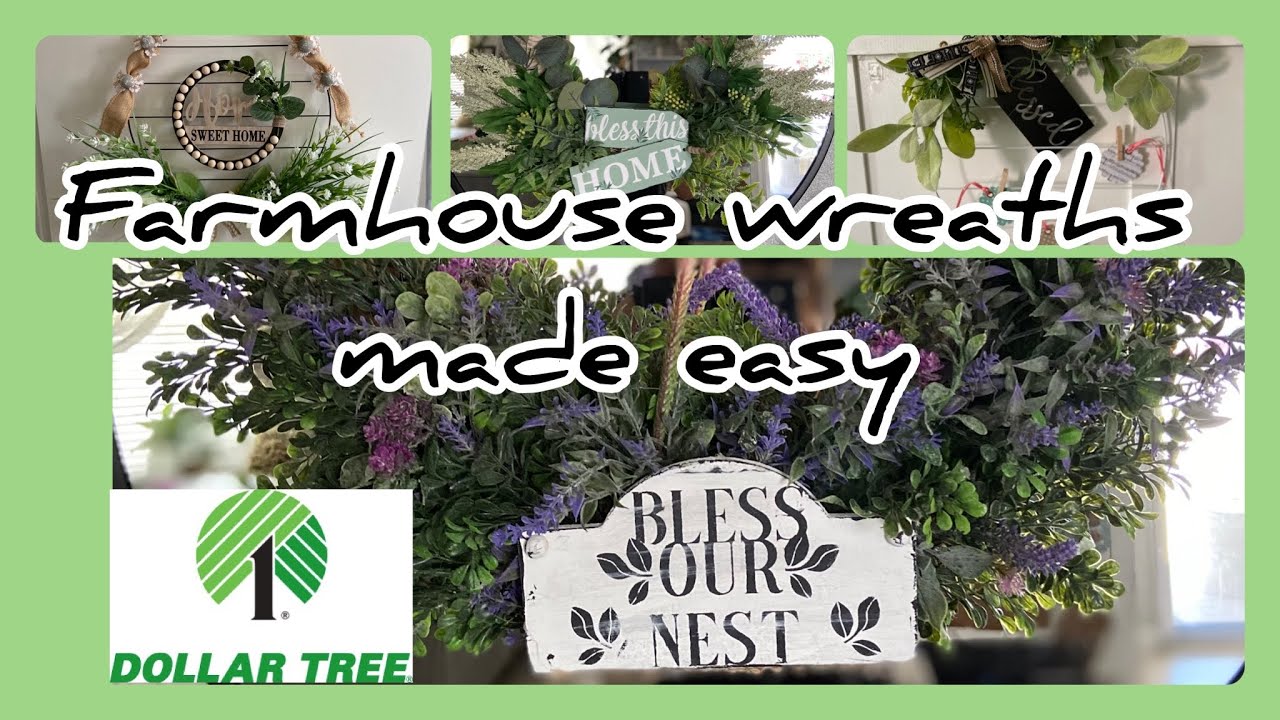|🌸Farmhouse wreaths 4 ways😍| Dollar Tree wreath base transformed!