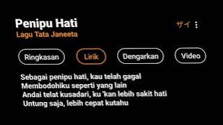 [CCP] MENTAHAN OVERLAY LIRIK LAGU PENIPU HATI - TATA JANEETA