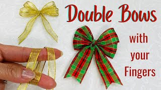 How to Make a Small Double Bow - Tie with your Fingers Resimi