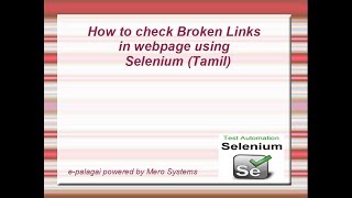 Selenium Training in Tamil - How to find Broken Links in web page - Part 10