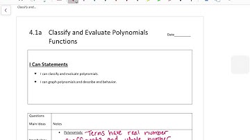 4.1a classify and Evaluate Polynomials 2020