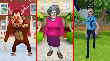 Dark Riddle vs Scary Teacher 3D ( Rudolph vs Policeman )