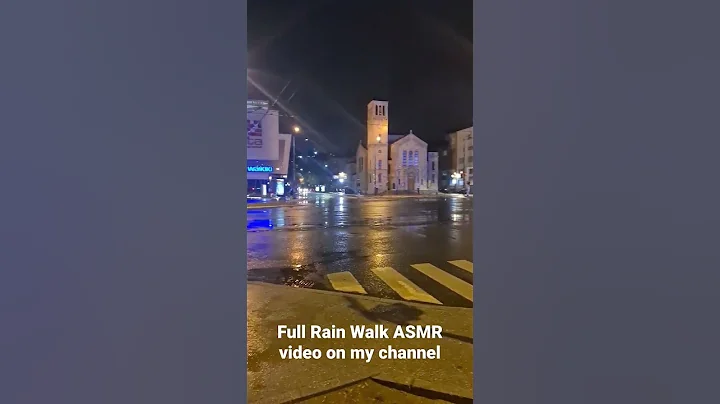 Walking around town while it's raining. Rainy sounds- ASMR, RELAX, CALM, NIGHT RAIN