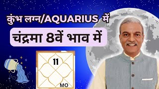 Moon in 8th house for Aquarius ascendant horoscope - Kumbh Lagna me Chandra 8th house me