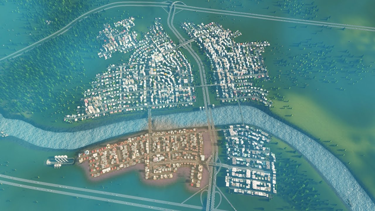 Cities Skylines Riverrun, 시티즈 스카이라인 흐르는 강물, 2.4만, 1타일 YouTube