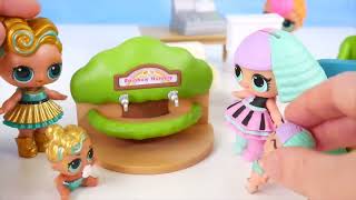 Surprise Dolls + Lil Sisters go Shopping before Baby Nursery Toy School screenshot 5
