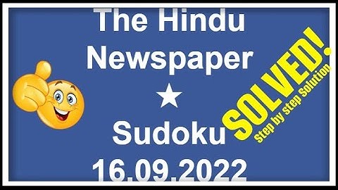 How to Solve The Hindu Newspaper 1-Star Sudoku, September 16, 2022 | Step-by-Step Solution | ★