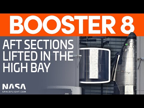 Booster 8 Sections Lifted In the High Bay | SpaceX Boca Chica