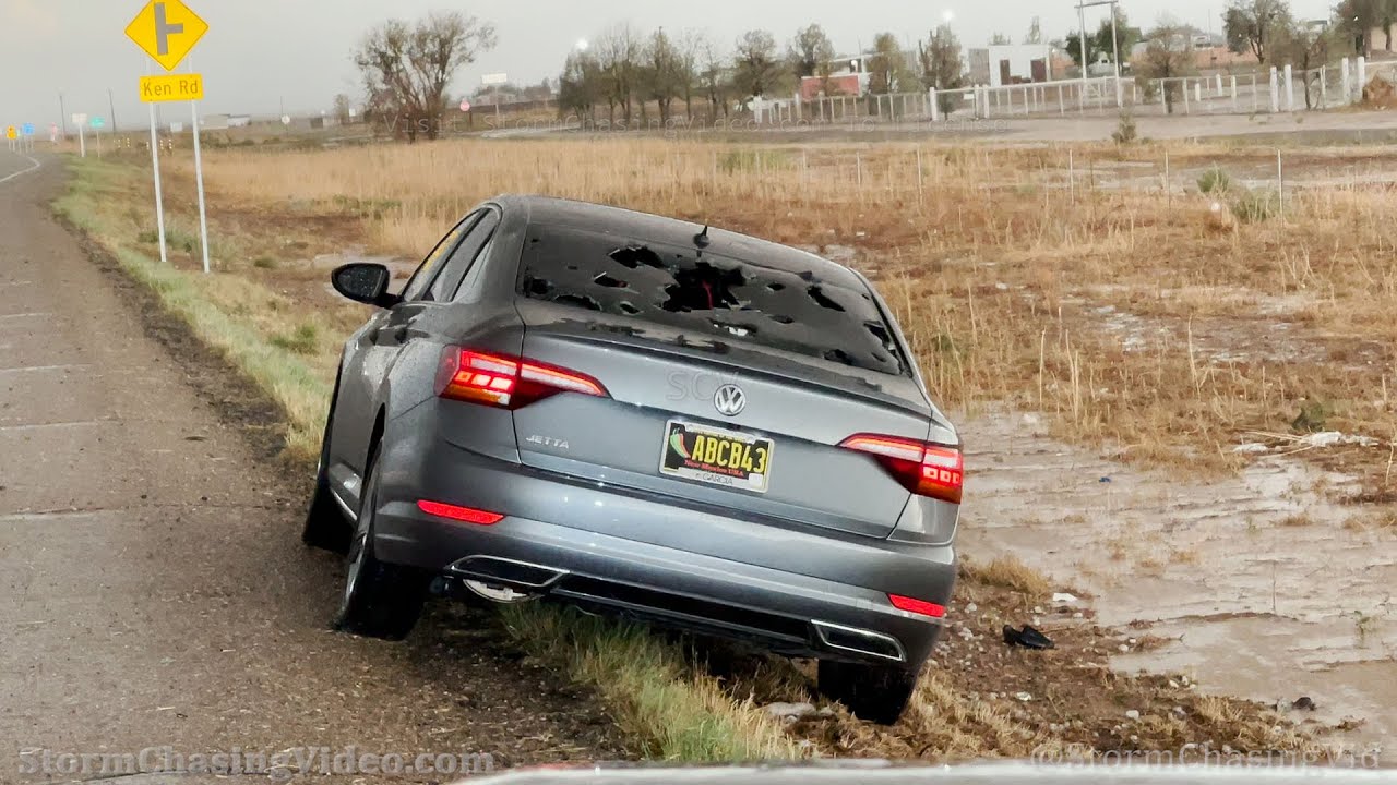 Roswell, NM Damaging Hail and Dust Storm 4K Footage - 5/28/2021