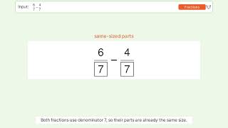 Solve 6/7-4/7: Operations with fractions Video Solution