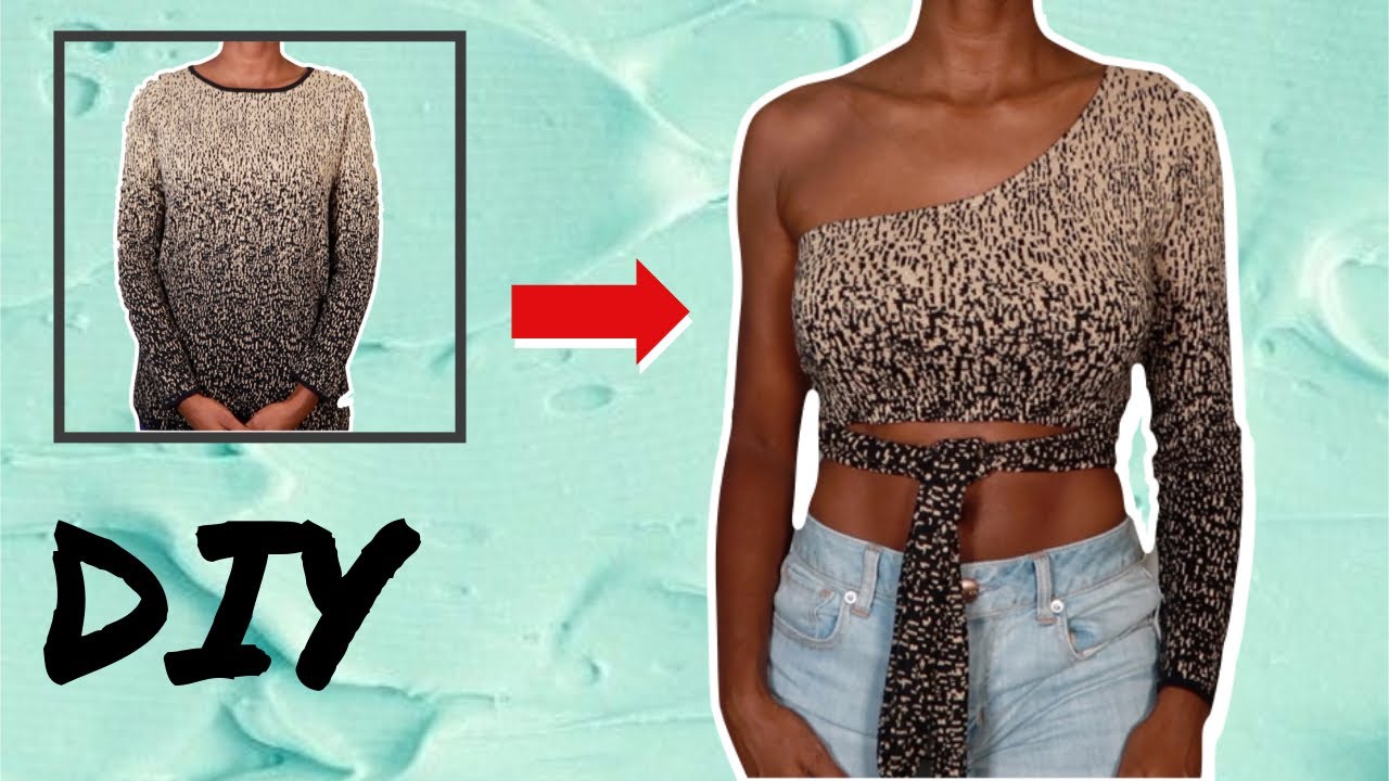 HOW TO MAKE A ONE SHOULDER LONG SLEEVE CROP TOP YouTube