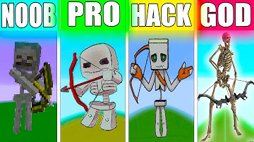 NOOB VS PRO VS HACKER VS GOD SKELETON Minecraft Pixel Art
