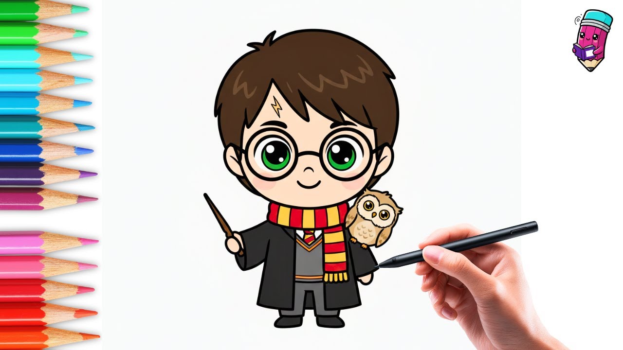 How to Draw Cute Harry Potter | Easy Wizard Drawing for Kids ...