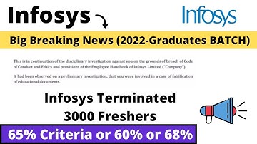 Infosys Big Breaking News | 3000 Freshers Terminated | 65% or 60% | 2022-2019 BATCH | Complete Info