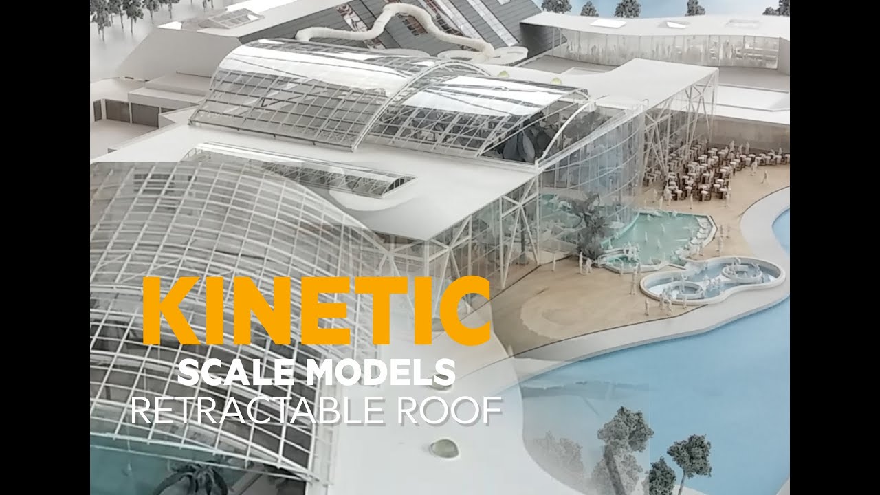 Kinetic Scale Model: Modern Spa Center with Retractable Roof System