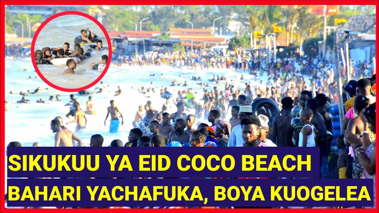 COCO BEACH YACHAFUKWA SIKUKU YA EID, TAZAMA NYOMI LA WATU UFUKWENI WAKISHEREKEA SIKUKUU KWA KUOGELEA