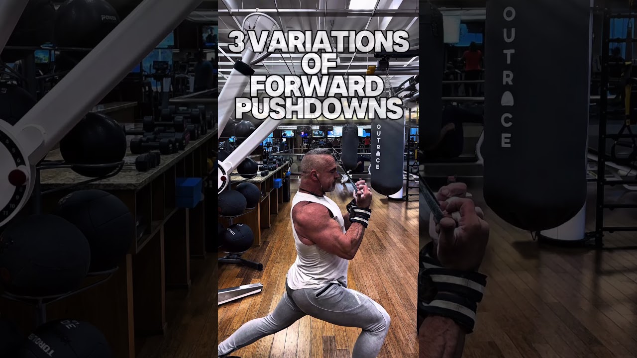 THREE VARIATIONS OF FORWARD PUSH DOWNS FOR TRICEPS #workout #motivation #muscle #workouttips #tris