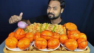 CHINESE CHICKEN NOODLES, FRIED BRINJAL, FRIED EGGS, CHILI, ONION MUKBANG ASMR EATING SHOW| BIG BITES