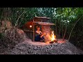 Survival Camping in Wood Shelter Overnight | Build most Beautiful Shelter | Amazing Forest at Night