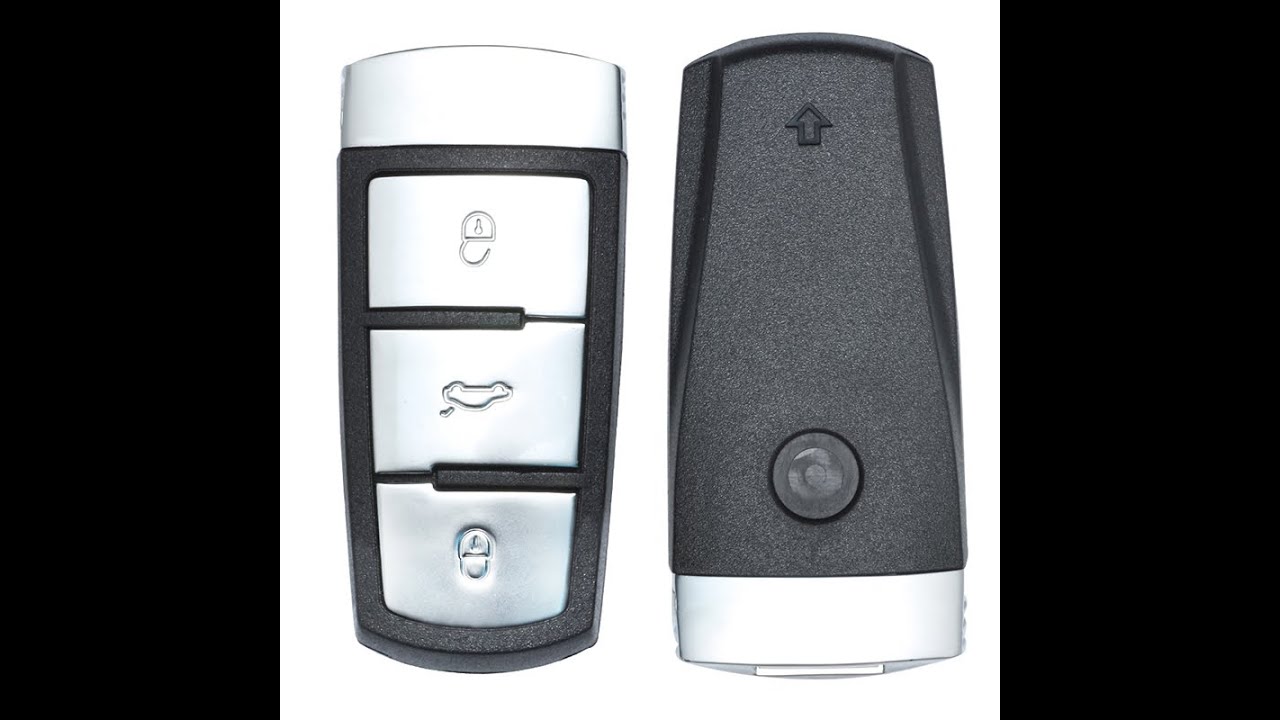 Custodia Chiave Auto Volkswagen Passat CC B6/B7 Magotan – 3 Pulsanti, Con Lama Non Tagliata, Argento/Nero