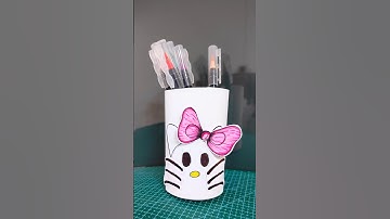 Easy Hello Kitty Pen Holder 🐱🎀 | Plastic Bottle Recycling Craft