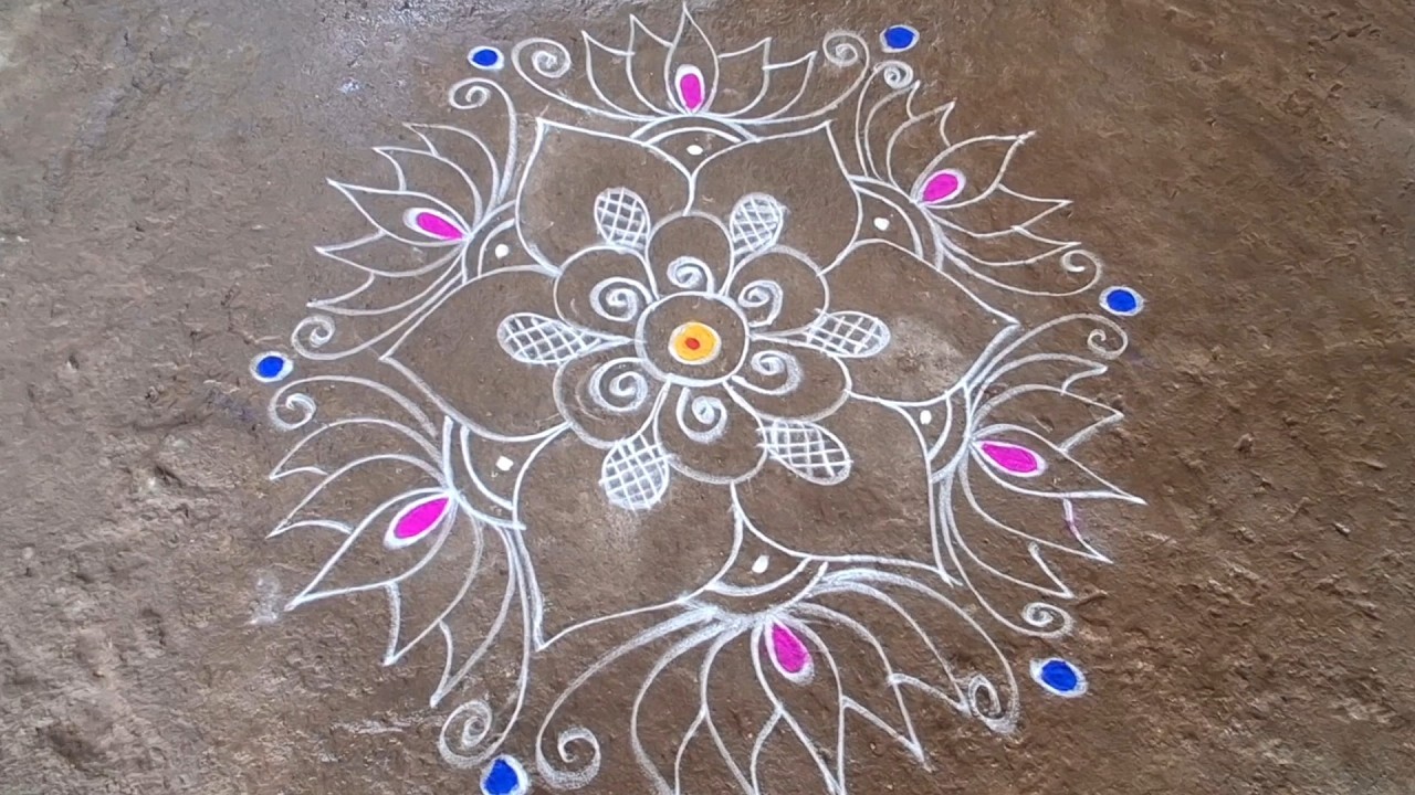 Simple Flower Rangoli Design Step by Step | Easy Daily Muggu | Full Tutorial