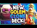 NEW NO SKILL GOLEM CLONE DECK! - CLASH ROYALE