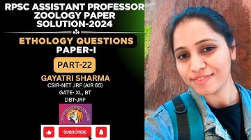 RPSC Assistant Professor Zoology 2024 | Ethology (Animal Behavior) MCQs 🐒 Part 22 Paper-1 Solutions