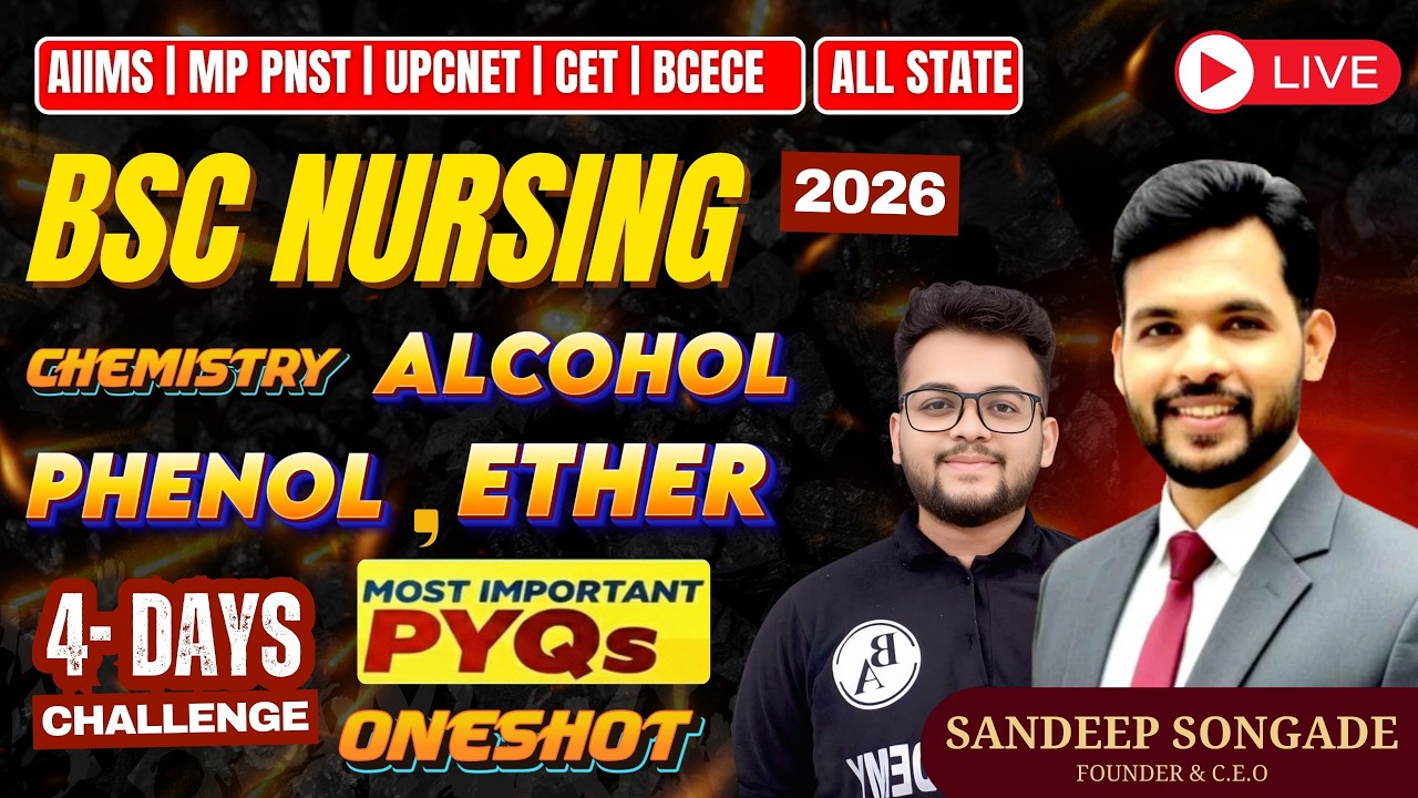 PNST 2026 | Chemistry (Alcohol Phenol and Ether) | BSc Nursing 2026 | MP PNST | RUHS2026 #pnst2026