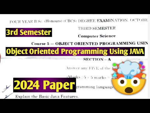 Degree Semester 3 - OOP Using JAVA 2024 Question Paper 3sem Major Course Paper Degree Exams Nov 2024