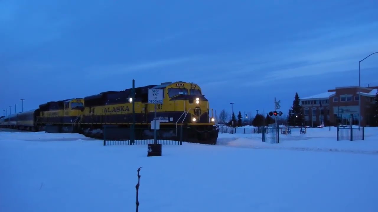 Northbound AuRoRa Mixed Train Departing Anchorage Depot, February 2021