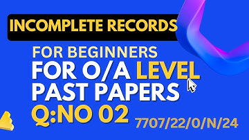 "Incomplete Records | Income Statement Solved | O/A Level Past Paper | 7707/22/N/24