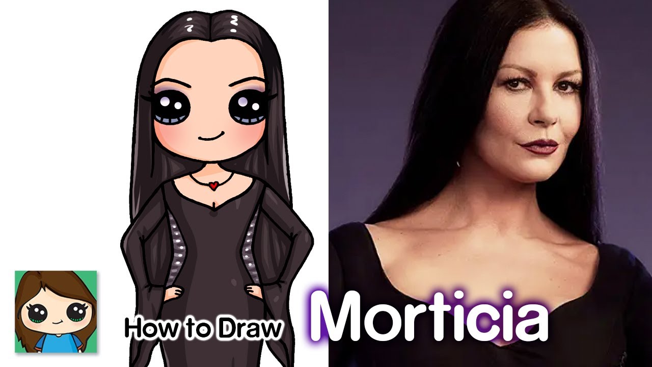 How to draw morticia addams