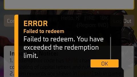 Error Faild To Redeem। You Have Exceeded The Redemption Limit Problem। Redeem Code problem