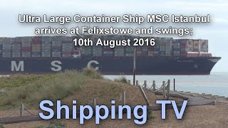 Ultra Large Container Ship Msc Istanbul Arrives And Swings 10 August 2016