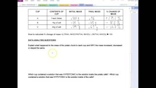 Answers - Potato Cell Osmosis Lab