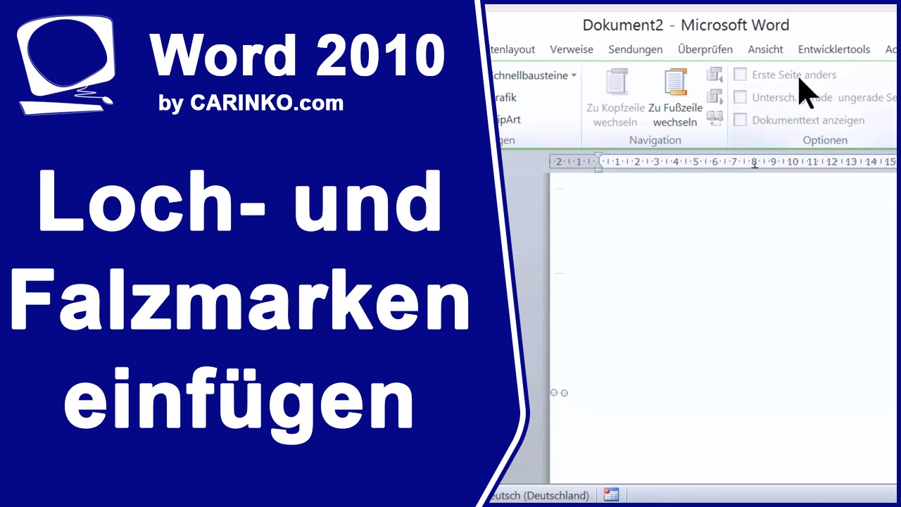 Loch Und Falzmarken In Word Einfugen Carinko Com Youtube