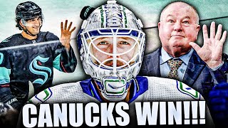 CANUCKS FINALLY WIN A GAME BRUCE BOUDREAU GETS 600 VANCOUVER VS SEATTLE KRAKEN M