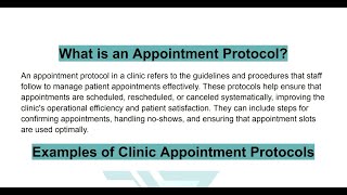Implementing Clinic Protocols: Part 1 - Appointments Protocols