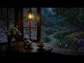 Peaceful Tea Corner Overlooking a Rainy Garden ☕🌧️ Soothing Night for Better Sleep