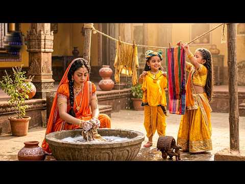Seeing Mother work in the heat, Kanha and Radha help out || Yashomati Maiya Ke Nandlala