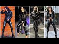 most attractive  gorgeous and stylish shiny leather tight pants outfits ideas for beautiful ladies