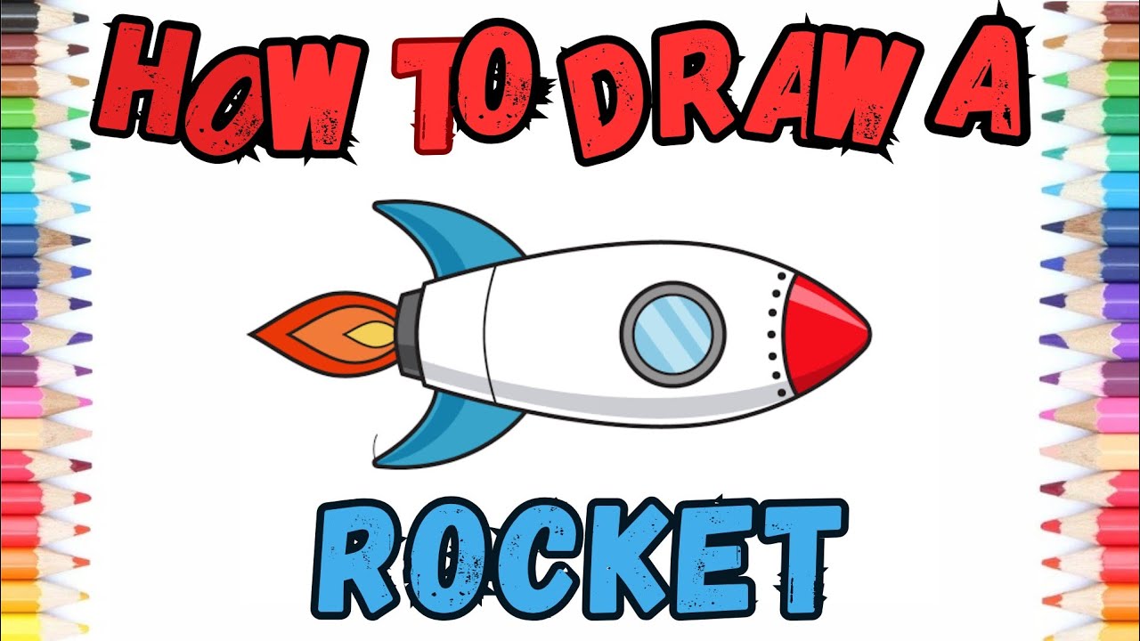 How To Draw A Rocket In Space Drawing Easy | Colour Rocket Drawing