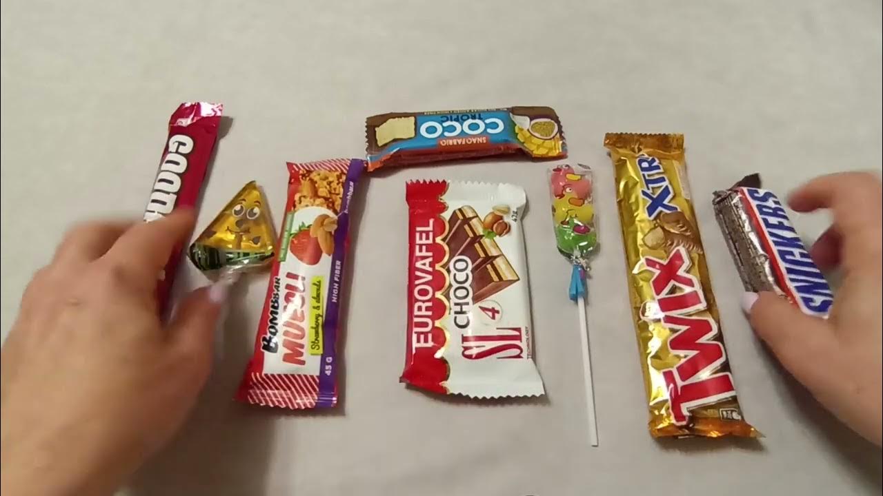 Some Lot's of candies Asmr BomBbar Muesli vs Twix vs Lollipos / Sweet