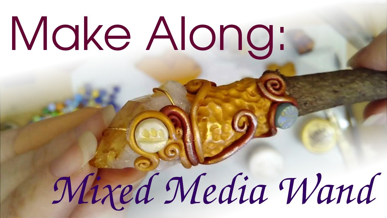 Mixed media wand - part 1. Includes polymer clay, crystals and a found stick